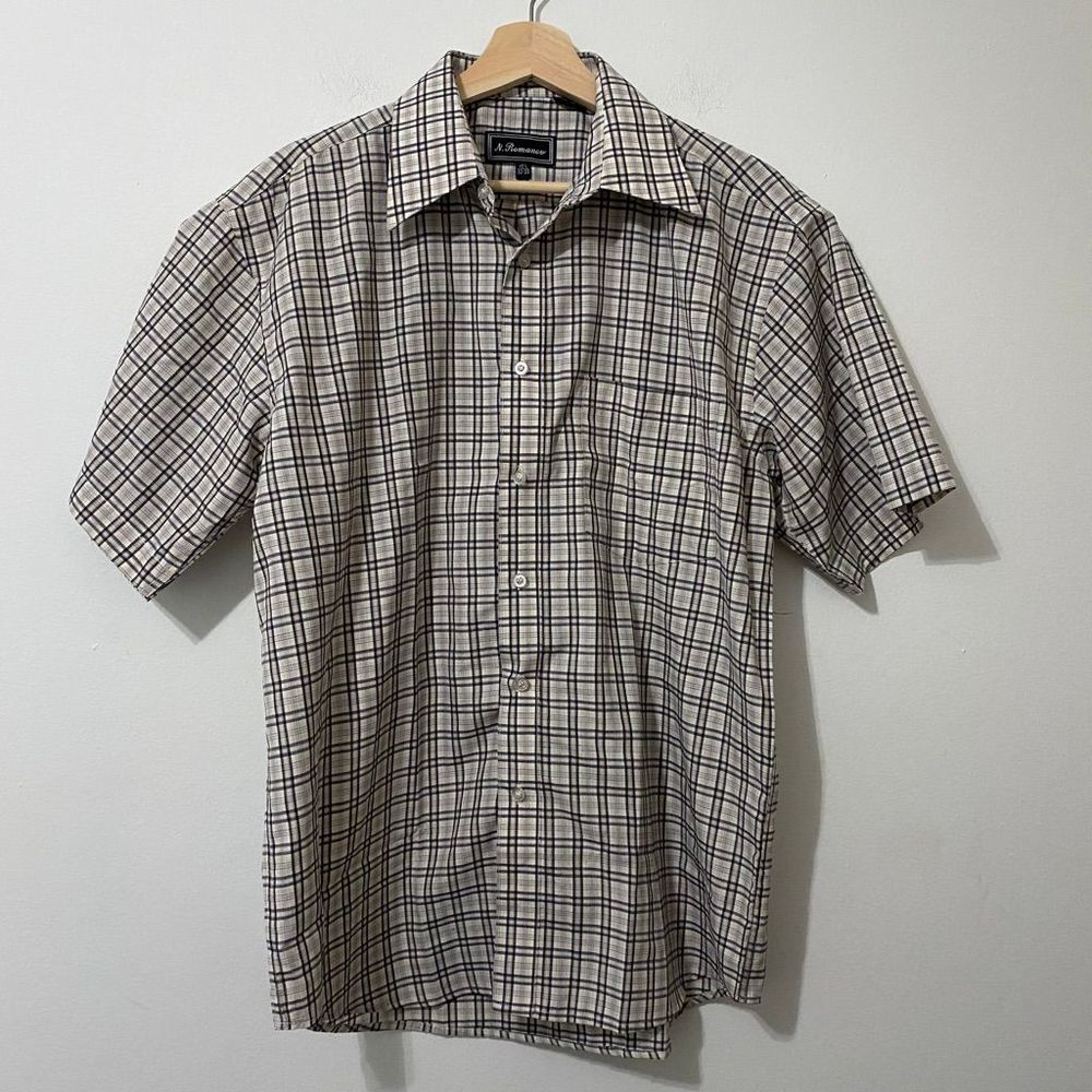 N. Romanov Plaid Button Down Collared Shirt